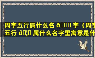 周字五行属什么名 🐅 字（周字五行 🦉 属什么名字里寓意是什么）